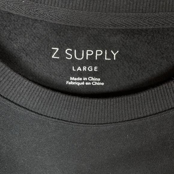 Z Supply NEW Women Sweatshirt L Black Crewneck Wine Cheese Club Pullover Graphic - Picture 4 of 8
